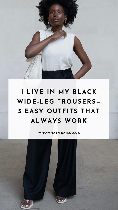 Capsule Wardrobe, Wardrobes, Inspiration, Outfits, How To Style Wide Leg Jeans, Styling Wide Leg Pants, Wide Legged Pants Outfit, Black Wide Leg Jeans Outfit Winter, Wide Leg Pants Outfit Work