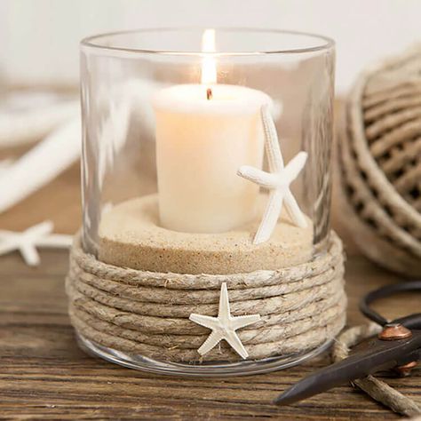 Pottery Barn, Candle Holders, Glass Candle Holders Decorating Ideas, Diy Candle Decorating Ideas, Glass Candle Holders, Beach Candle Holder, Diy Candle Holders, Candle Decor, Tea Light Holder