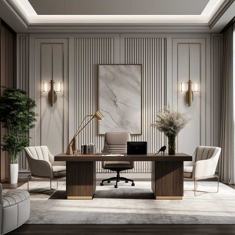 8+ Ways Fluted Panel Design Can Elevate Your Space • 333+ Images • [ArtFacade] Interior, Office Interior Design, Office Wall Design, Office Table Design Modern, Office Interior Design Modern, Office Table Design, Modern Office Design, Interior Design Office Space, Modern Contemporary Office