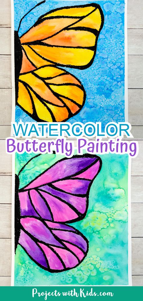 This beautiful watercolor butterfly painting combines oil pastels and watercolors. Kids will learn easy watercolor techniques to create this wow-worthy art! Diy, Crafts, Watercolour Techniques, Art, Water Color For Kids, Kids Watercolor, Watercolor Art Kids, Easy Painting For Kids, Watercolor Projects