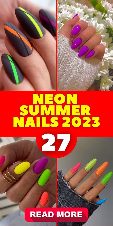 Get ready to shine this summer with these stunning neon summer nails for 2023! Whether you're into short and sweet, almond-shaped, or long and glamorous nails, there's a neon option for every aesthetic. Experiment with bold and bright colors like pink and green, or go for a more sophisticated look with neon orange or blue. From fun and trendy designs like ombre and French tips to simple and elegant matte nails, these neon summer nail ideas are sure to make a statement Neon, Nail Art Designs, Ombre, Pink, Gel Polish, Summer Nails Almond, Bright Nails, Bright Summer Nails, Bright Gel Nails