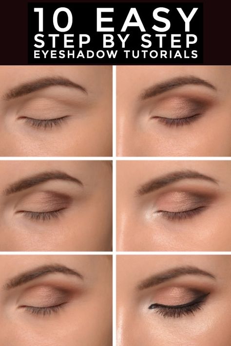 10 Eyeshadow Tutorials. Step by step eyeshadow tutorials for beginners! Learn how to apply eyeshadow like an expert with these video makeup tutorials! Whether you’re looking for a natural everyday look or smokey eye with a dramatic cut crease you’ll learn all the best tips & tricks from these expert eyeshadow tutorials that are perfect for beginners! Make your blue, brown, green or hazel eyes pop - regardless of shape -hooded or monolid! #eyeshadowstepbystep #eyeshadows Maquiagem, Maquillaje De Ojos, Makeup Step By Step, Make Up, Simple Eyeshadow, Haar, Blue Eye Makeup, Eye Makeup Tips, Eyeshadow Tutorial