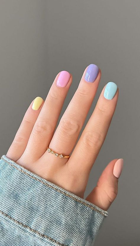 27 Beautiful Pastel nails to copy this spring 2024 - withharmonyco.com Pastel, Manicures, Spring Nail Colors, Spring Gel Nails Ideas, Nail Designs Spring, Multicoloured Nails, Multicolored Nails, Nail Color Trends, Nail Colors