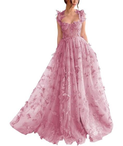 Feature:Sexy Elegant Women's Prom Dresses 2024 3d Butterflies Long Prom Wedding Dress For Teens Party Gowns For Graduation,3d Butterfly Applique Tulle Prom Dresses Sweetheart Spaghetti Straps A Line Formal Princess Gowns For Women,3d Butterfly Applique Long Prom Dresses Teens Lace Homecoming Dress Cocktail Party Gown,Built-In Bra,Plus Size,More Sexy,Long Ball Gown Dresses Red Butterfly Wedding Corset Dress,Prom Dress With Butterflies,3d Flower Beach Dress For Women Embroidered Wedding Dress.F...