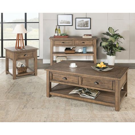 Home, Home Décor, Ideas, 4 Piece Coffee Table, Distressed Coffee Table, 3 Piece Coffee Table Set, End Tables With Drawers, Solid Wood Coffee Table, Chair Side Table