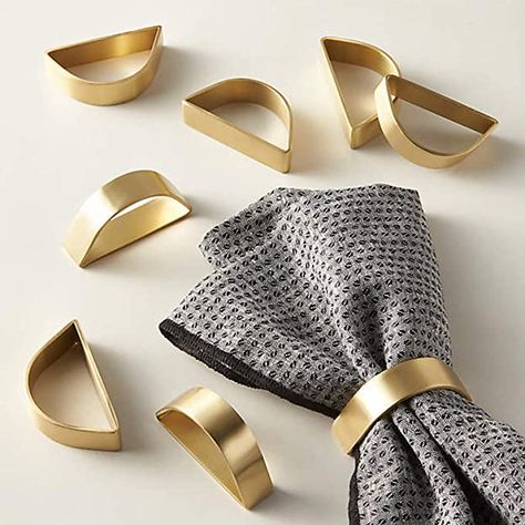 Amazon.com: Cuff Brushed Gold Napkin Rings Set of 4, Modernist Napkin Ring Holder for Wedding, Banquet, Metallic Adornment for Table Settings, Glossy Serviette Buckles Decor (Semicircle) : Home & Kitchen Diy, Napkin Holder Rings, Cloth Napkin, Napkin Holder, Napkin Rings Diy, Diy Napkins, Cloth Napkins, Modern Napkin Rings, Printed Napkins