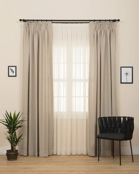 Home Décor, Linen Curtains, Curtains With Sheer In The Middle, Curtains In Kitchen, Double Curtains, Curtain Rods, Curtains For Home, Curtains In Living Room, Curtains Living