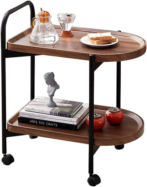 Amazon.com: DESONIX Movable Small Coffee Table 2 Layers Small Trolley End Table with Rolling Wheels Movable Dining Car Nightstand for Small Spaces : Everything Else Coffee, Design, Coffee Table With Wheels, Small Coffee Table, Small Tables, Dining, End Tables, Nightstand, Table