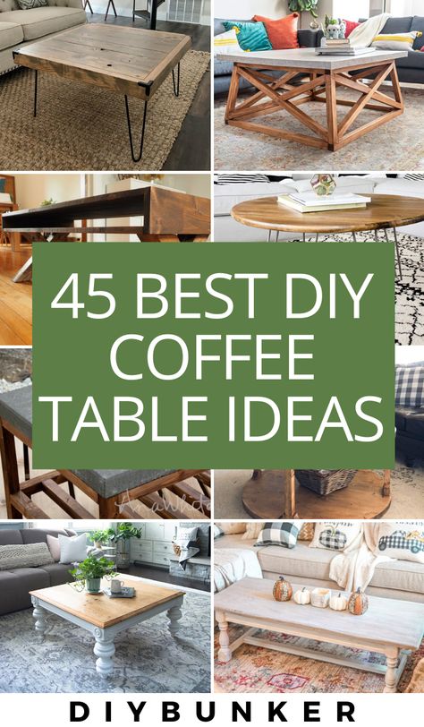 DIY Coffee Table Ideas | These DIY coffee table plans are the best way to decorate your living on a budget. Whether you're looking for rustic, industrial, farmhouse, or modern, there's a coffee table here for you! I personally love the herringbone coffee table and hairpin legs! #coffeetable #home #diy #diyhome #livingroom #projects Amigurumi Patterns, Diy Coffee Table Plans, Diy Coffee Table, Diy Farmhouse Coffee Table, Pallet Coffee Table Diy, Round Coffee Table Diy, Coffee Table Plans, Coffee Table Legs, Coffee Table Restoration