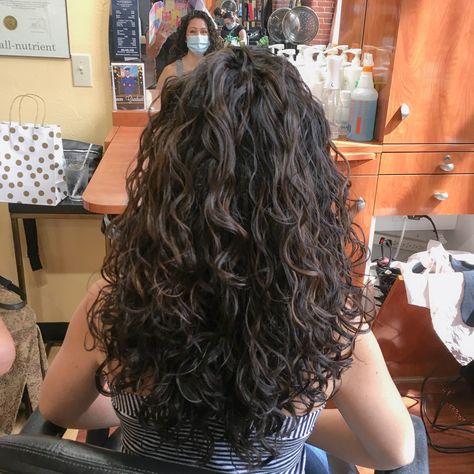 Fall curly haircut with curly highlights for 2c 3a hair. Shoulder length dark brown curly hairstyle. Before and after my devacurl cut. Curly hair styled with Innersense styling products. Curly girl wash day routine. #cleanbeautyproducts #curlyhairproducts #2chair #3ahair #curlyhairstyle #wavyhairstyle #curlycut #devacut #devacurl #curls #fallcurlyhairstyle #pinturahighlights #curlyhighlights #longcurlyhair #browncurlyhair #layeredcurlyhair Layers For Curly Hair, Curly Highlights, Shoulder Length Curly Hair, Long Layered Curly Hair, Curly Hair Layers, Layered Curly Haircuts, Haircuts For Curly Hair, Long Curly Haircuts, Curly Haircuts