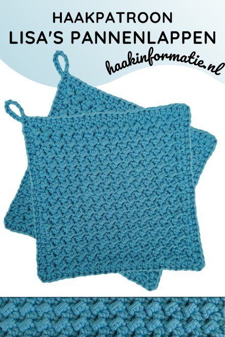 Haakpatroon Lisa's Pannenlappen • Haakinformatie Knit Patterns, Crochet Patterns, Crochet, Knitting, Diy, Haken, Stricken, Granny Square, Crochet Potholders