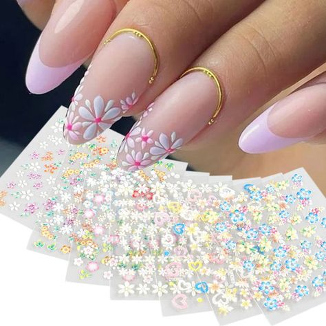 PRICES MAY VARY. Flower Nail Stickers: You will get 30 sheets white flower nail art stickers, colorful flower designs, many cute floral patterns for your nail decorations. Which can satisfy your rich imagination of nail DIY and create your own style. Health & Safety: Flowers nail sticker are made of environmental-friendly material, non-toxic and water resistant. The nails still remains glossy after remove the stickers. Both kids and adults can feel relieved about usage. Easy to Use: 3D nail stic Decoration, Nail Designs, Diy, Design, Nail Art Designs, Floral, Girls Nails, Uñas, Kuku