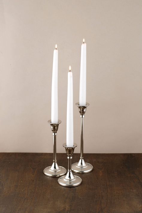 Candlestick Silver 9in Metal Candle Holders, Tall Metal Candle Holders, Silver Candlesticks, Silver Candle Holders, Crystal Candlesticks, Mantle Candlesticks, Tall Candlesticks, Taper Candle Holders, Silver Candle