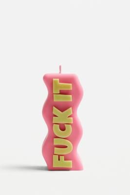 Burn away your inhibitions with this 'F*ck It' candle, an icon product by Wavey Casa. The wavey silhouette pillar candle features a bold typography design, hand-poured from natural soy wax. Keep it out as a decoration or burn it - just be sure to display it on a non-flammable surface and trim the wick 1/4" if burning! **Content + Care** \- Soy wax \- Wipe clean \- Burn time: 6 hours **Size** \- 15cm x 5cm x 5cm | Wavey Casa,Wavey Wavey Casa Pink F*ck It Candle - Pink 15cm x 5cm x 5cm at Urban Ou Pink, Candles, Popular Candles, Funky Candles, Candles Online, Pink Candles, Colorful Candles, Pillar Candles, Hand Poured
