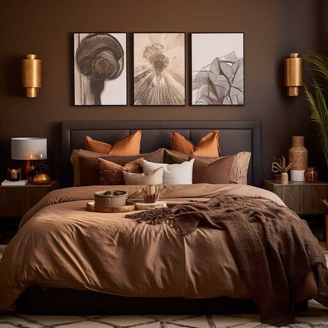 Home, Interior, Home Décor, Brown Bed Frame, Brown Furniture Bedroom, Brown Bedding, Earth Tones Bedroom Decor, Brown Wood Bedroom, Bedroom Makeover
