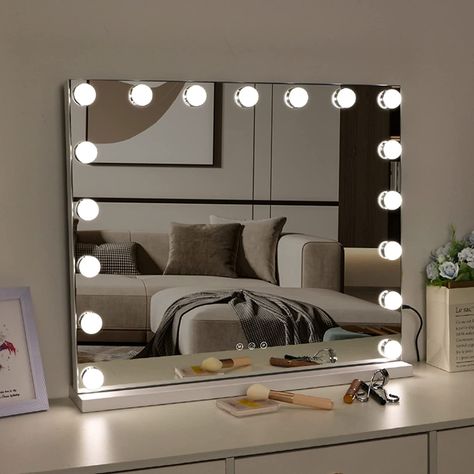 LIANWANG Hollywood Makeup Mirror ,Large Vanity Mirror with Lights Dimmable LED Bulbs Touch Control Design Cosmetic Mirror Tabletop Mirror for Bedroom Dressing Room 17 Bulbs (80*62cm) : Amazon.co.uk: Home & Kitchen Decoration, Dressing Table, Design, Makeup Vanity Mirror With Lights, Hollywood Vanity Mirror, Mirror With Led Lights, Lighted Vanity Mirror, Led Makeup Mirror, Mirror With Light Bulbs