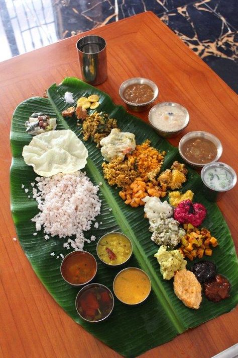 Onam Sadya | Onam Sadya Recipes | Kerala Lunch Menu Indian Cuisine, Decoration, Instagram, Inspiration, India, Indian Snack Recipes, Indian Food Recipes, Kerala Snacks, Indian Food Photography