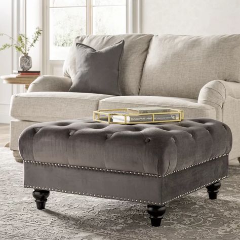 Kelly Clarkson Home Broughton 34.5" Velvet Tufted Square Cocktail Ottoman & Reviews | Wayfair Home Décor, Home, Design, Decoration, Queen, Upholstered Ottoman, Sectional With Ottoman, Tufted Ottoman, Velvet Ottoman