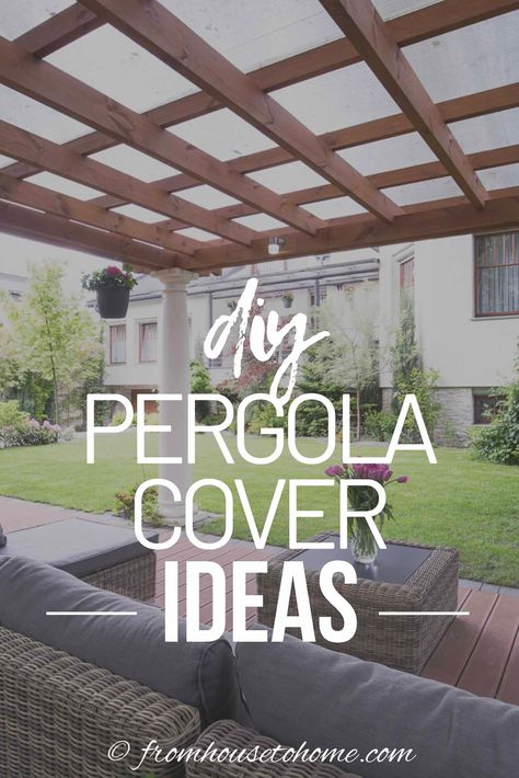 These pergola cover ideas include roof panels, canopies and plants which can all provide shade for your patio or deck. A great addition to your landscaping structures. #fromhousetohome   #decks #patios #gardenstructures #gardening #gardeningideas Shaded Garden, Backyard Shade, Pergola Attached To House, Pergola With Roof, Backyard Pergola, Patio Shade, Backyard Patio Designs, Deck With Pergola, Covered Patio