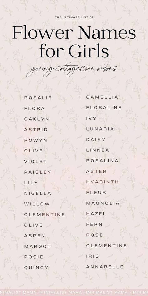 Flower Names For Girls, Pretty Names, Names For Girls, Unique Names For Girls, Unique Baby Names, Sweet Baby Names, Names With Meaning, Unique Names