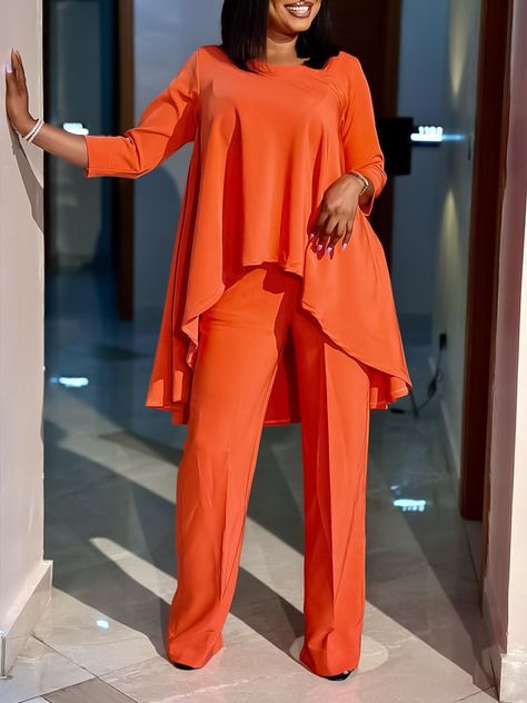 Season:Spring and Autumn、Color:Orange red、Color:Green、Color:White、Pattern Type:Plain、Sleeve Length:Long sleeve、Sleeve Style:Regular、Neckline:Crew neck、Placket:Pullover、Elements:Irregular、Length:Long、Material:Polyester、Style:Casual、Style:Fashion、Age Group:20- to 50-year-olds、Waist Type:High waist、Silhouette:Loose and lazy、Effect:Image upgrade、Sense of Size:Loose、Scene:Daily、Scene:Weekends、 Functionality:Durable、 Outfits, Patchwork, Casual, Loose Tops, Wide Leg Pants, Long Sleeve Tops, Pants Set, Plus Size Blouses, High Waisted Trousers