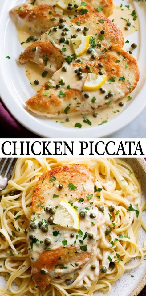 Seafood Recipes, Pasta, Spaghetti, Chicken Recipes, Chicken Piccata, Chicken Piccata Recipe, Lemon Chicken Piccata, Chicken Dishes, Chicken Dinner Recipes