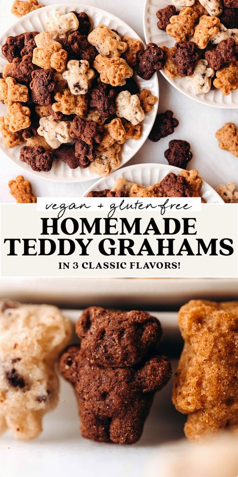 Homemade Teddy Grahams (vegan + gluten-free) | Feasting on Fruit Snacks, Biscuits, Treats, Dessert, Homemade Chips, Homemade Crackers, Homemade Graham Crackers, Homemade Sweets, Homemade Snack Mix