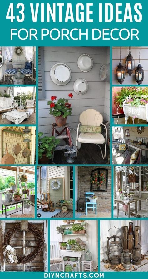 Update your home with these amazing vintage porch decor ideas that bring lively classic styles to your porch with only a few additions! Vintage decor ideas are a great way to add style to small spaces! #VintageDecor #VintagePorchDecor #PorchDecor #Porch #Vintage #Farmhouse #RusticStyle Farmhouse Décor, Home, Decks, Home Décor, Farmhouse Decor, Farmhouse Porch Decor, Porch Decorating, Porch Furniture, Diy Porch Decor