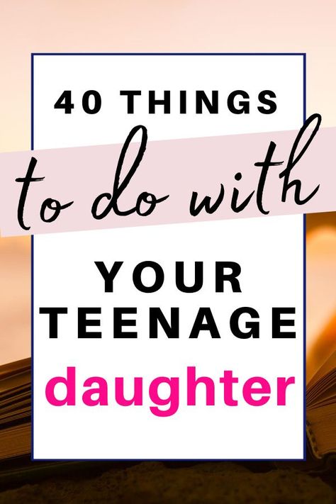 Quality one-on-one time with individual children is key to making each little feel special – especially as they grow older. Here’s a list of 40 things to do with your teenage daughter in case you are looking for fun ways to reconnect with your special girl. Parenting Teens, Parenting Teenagers, Parenting Help, Mommy Daughter Activities, Kids Parenting, Daughter Activities, Kids And Parenting, Chores For Kids, Mother Daughter Activities