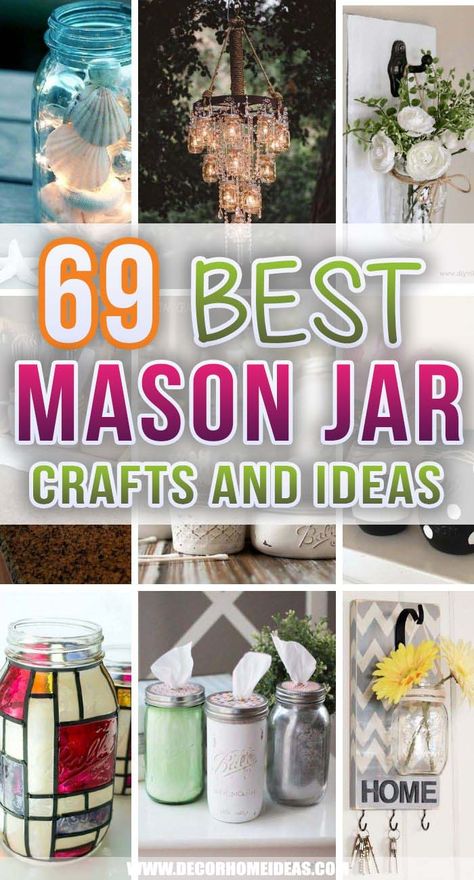 Best Mason Jar Crafts And Ideas. Add some easy home decorations with these mason jar crafts and ideas. Add a personal touch with your own DIY projects with mason jars. #decorhomeideas Diy, Mason Jar Gifts, Mason Jar Projects, Alcohol, Decoration, Mason Jar Crafts, Mason Jars, Mason Jar Diy Projects, Easy Mason Jar Crafts Diy