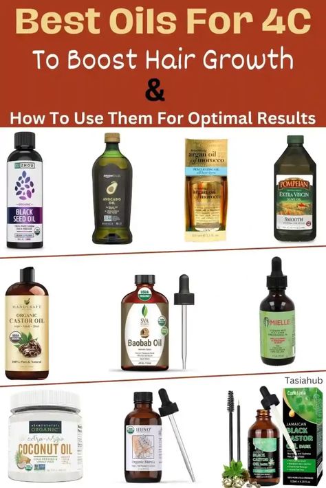 Discover the ultimate guide to the best oils for 4C hair! Explore nourishing and revitalizing oils that promote growth, moisture, and overall hair health. Elevate Olive Oil Hair, Hair Growth Oil, Hair Oil For Dry Hair, Homemade Hair Oil, Natural Hair Care, Natural Hair Oils, Overnight Hair Growth, Homemade Hair Products, Hair Remedies For Growth