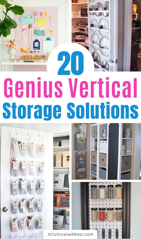 20 Clever Vertical Storage Solutions- If you live in a small space you need these DIY vertical storage solutions in your life! They're easy to set up and a great way to enhance your space! | #organizingTips #storageSolutions #homeOrganization #organizing #ACultivatedNest Design, Organisation, Storage Ideas, Boho, Wardrobes, Rv, Storage Hacks, Storage Solutions, Storage Solutions Diy