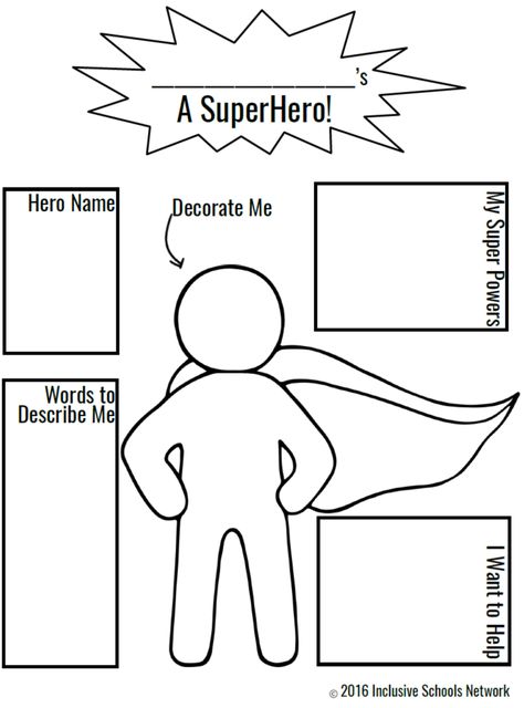 Champions of Inclusion ISW Activities Coaching, Pre K, Colouring Pages, Superhero Lessons, Create Your Own Superhero, Superhero Classroom, Superhero Template, Superhero Preschool, Super Hero Games
