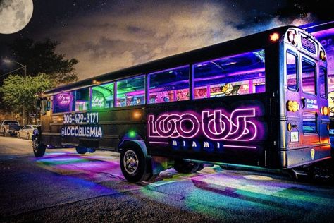 Miami's Craziest Party Bus | Book Now | Let's Get Loco Neon Party, Ideas, Hippies, Tours, Miami Party, Bar Crawl, Miami Bar, Vegas Party, Party Bus