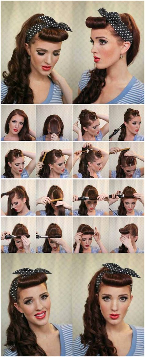 31 cute hairstyles you can do with a scarf , #easy #hairstyles #with #headbands #headscarves easy hairstyles with headbands headscarves Pin Up, Headband Hairstyles, Updo With Headband, Scarf Hairstyles, 50s Hairstyles, Hairstyles With Bangs, Cute Hairstyles, Hairstyles For Medium Length Hair Easy, Cool Hairstyles
