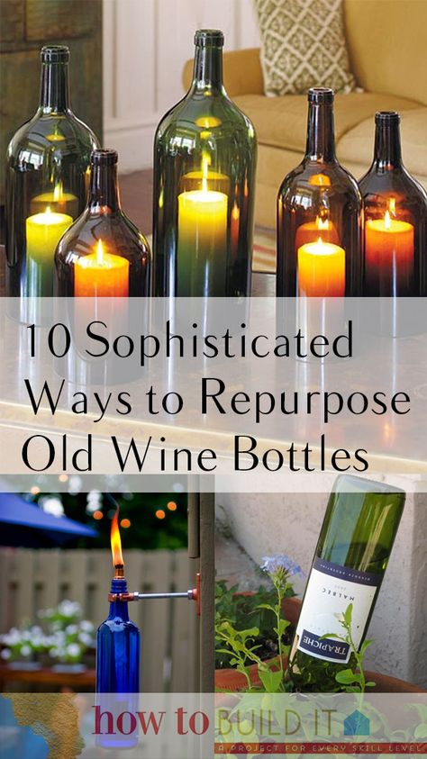 10 Sophisticated Wine Bottle Crafts | How To Build It Upcycling, Upcycled Crafts, Wines, Wine Bottle Crafts, Wine Bottles, Decoration, Repurposed Wine Bottles, Reuse Wine Bottles, Recycled Wine Bottles