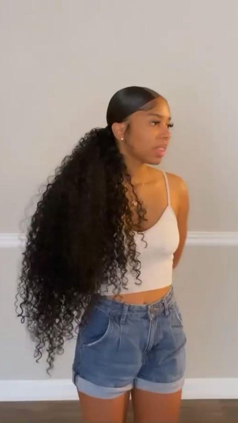 Weave Ponytail Hairstyles, Ponytail Styles, Box Braids Hairstyles, Black Girl Ponytails, Curly Ponytail Weave, Braids For Black Hair, Black Ponytail Hairstyles, Sleek Ponytail, Black Girls Hairstyles Weave