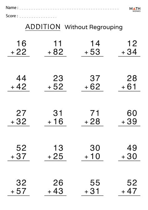 Addition Without Regrouping Worksheets with Answer Key Worksheets, English, Sats, Addition With Regrouping Worksheets, Addition Activities, Addition Worksheets, Subtraction Worksheets, Math Addition Worksheets, Math Subtraction Worksheets