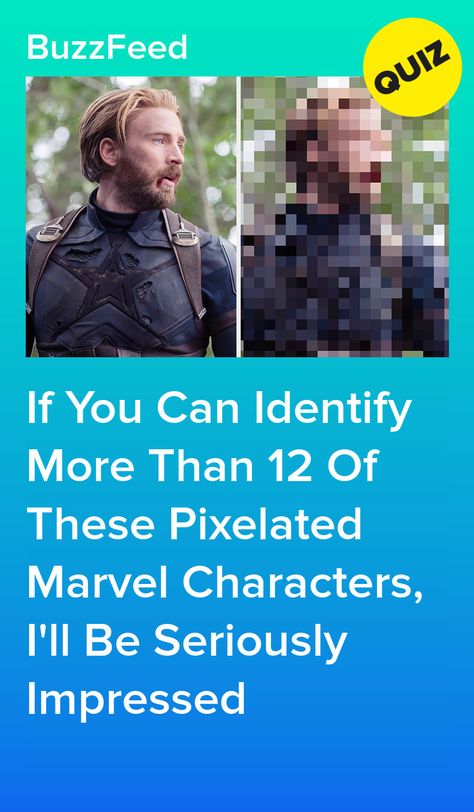 If You Can Identify More Than 12 Of These Pixelated Marvel Characters, I'll Be Seriously Impressed The Avengers, Marvel, Steve Rogers, Marvel Characters Quiz, Marvel Quiz, Avengers Quiz, Interesting Quizzes, Movie Quizzes, Buzzfeed Marvel