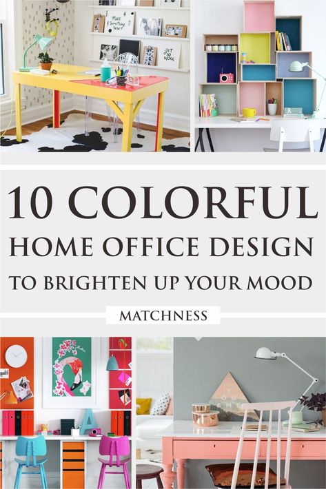Whether you work from home every day or bring home your works, your home office becomes one of the rooms where you spend a lot of time. Therefore, the design of the room is an important thing to note in order to lift your spirits and encourage you to succeed. The easiest way to get it is to add bright colors both on the wall and the furniture used. #homeofficedesign #colorfulhomeofficedesign Ideas, Home, Home Office, Interior, Design, Office Colors, Bright Office Colors, Bright Office Decor, Bright Office