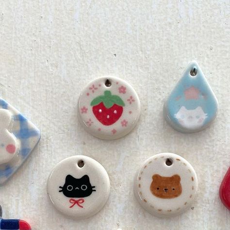 Madison Yang on Instagram: "ceramic pendants ✨ still working out a separate ceramics shop but hoping to get these listed soon! which one’s your favorite? :) #ceramics #pottery #pendant #ceramicpendant" Diy, Ceramic Pottery, Fimo, Ceramic Clay, Ceramic Jewelry, Clay Ceramics, Ceramics Ideas Pottery, Ceramics Pottery Art, Clay Pottery
