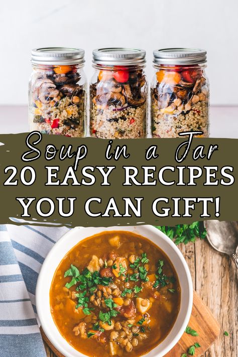 These Soup in a Jar recipes are perfect for a frugal and thoughtful gift this Christmas season. Gift your friends and family a mason jar with all the ingredients needed for a from scratch meal! #souprecipes #soupinjar #masonjarrecipes #masonjargifts #cheapchristmasgifts #homemadegifts #frugalgifts #homesteadergifts #foodgift #masonjarsoup Nutrition, Mason Jars, Ideas, Friends, Jar Soup Recipes Mason, Mason Jar Meals Healthy, Mason Jar Meal Prep, Homemade Mason Jar Gifts, Mason Jar Soup