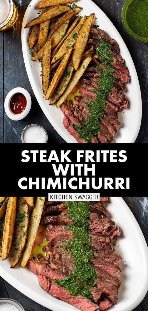 Steak Recipes, Steak Fries, Steak Bites, Steak And Frites Recipe, Steak With Chimichurri Sauce, Venison Steak, Ribeye Steak, Steak Salad Recipe, Steak Frites