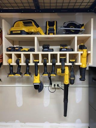 Power Tool Storage & Charging Station : 5 Steps (with Pictures) - Instructables Power Tool Storage Garage, Garage Power Tool Organization, Garage Power Tool Storage, Power Tool Storage Shed, Tool Organizer Garage, Power Tool Storage Diy, Diy Power Tool Storage, Garage Tool Storage, Garage Tool Organization