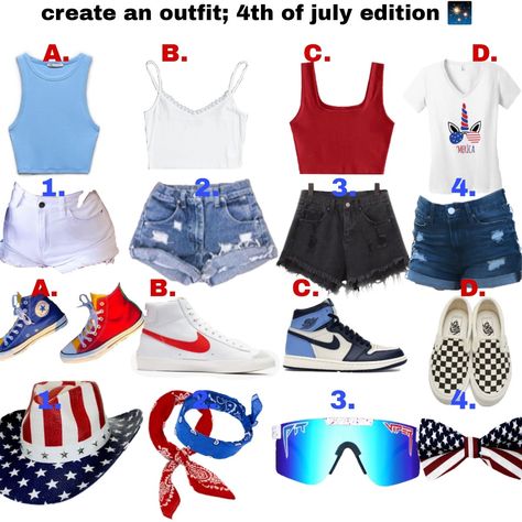 American Theme Outfit, Fourth Of July Fashion, Red White And Blue Country Outfits, Aesthetic Fourth Of July Outfits, Cute Red White And Blue Outfits, Western Fourth Of July Outfits, Party In The Usa Outfit, Usa Outfits Spirit Week, Usa Outfit Ideas
