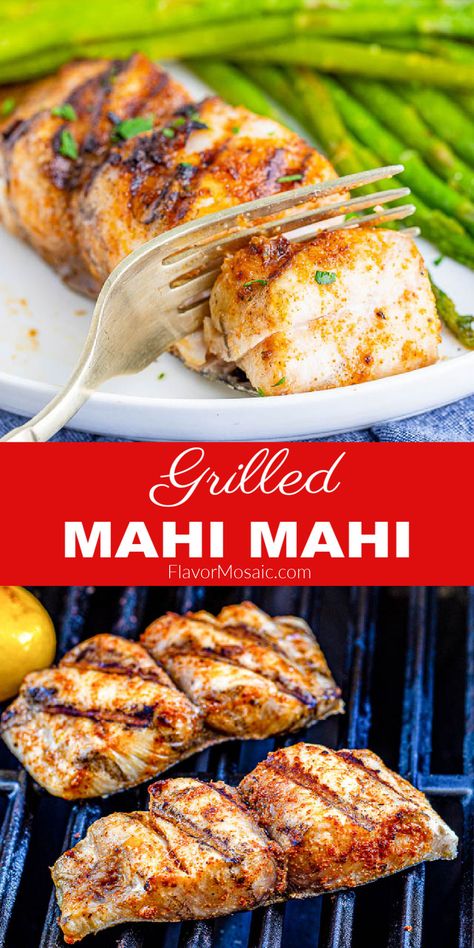 Healthy Recipes, Low Carb Recipes, Summer, Grilled Mahi Mahi, How To Season Mahi Mahi Fish, Grilled Seafood Recipes, Healthy Grilled Fish Recipes, Grilled Shrimp Recipes, Grilled Fish Recipes