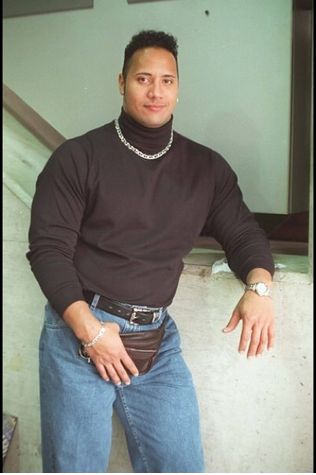 dwayne johnson AKA The Rock:    90s: a black turtleneck, gold chain and a fannypack to boot. Humour, Dwayne Johnson, Thursday Pictures, Back In The Day, Throwback Thursday, Johnson, Meme, Humor, Dwayne The Rock
