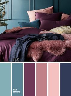 Peach Mauve Purple Navy Blue and Purple Colour Palette for Bedroom #color #colorinspiration Home Décor, Design, Color Schemes Colour Palettes, Purple Color Palettes, Color Palette, Navy Blue, Color Palette Design, Colour Palette, Purple Bedroom