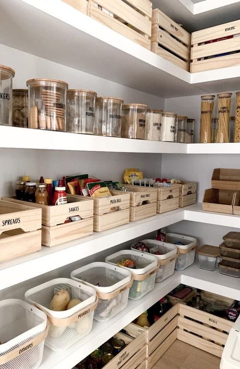 Feb 25, 2020 - This Pin was discovered by Caitlin Dwyer. Discover (and save!) your own Pins on Pinterest. Larder, Kitchen Organization Pantry, Pantry Storage, Kitchen Pantry, Kitchen Pantry Design, Pantry Inspiration, Pantry Makeover, Pantry Design, Pantry