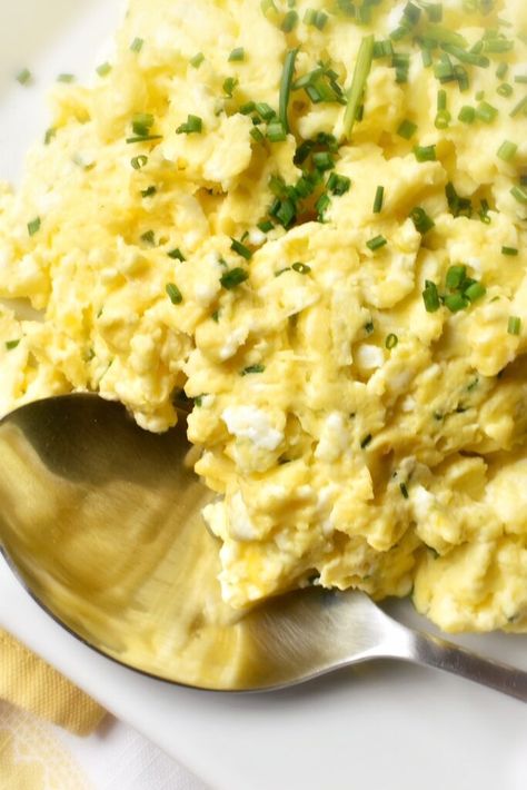 Dips, Brunch, Cream Cheese Scrambled Eggs, Scrambled Eggs With Cheese, Scrambled Eggs With Cream, Creamy Scrambled Eggs, Creamed Eggs On Toast, Scrambled Eggs Recipe, Cream Cheese Eggs
